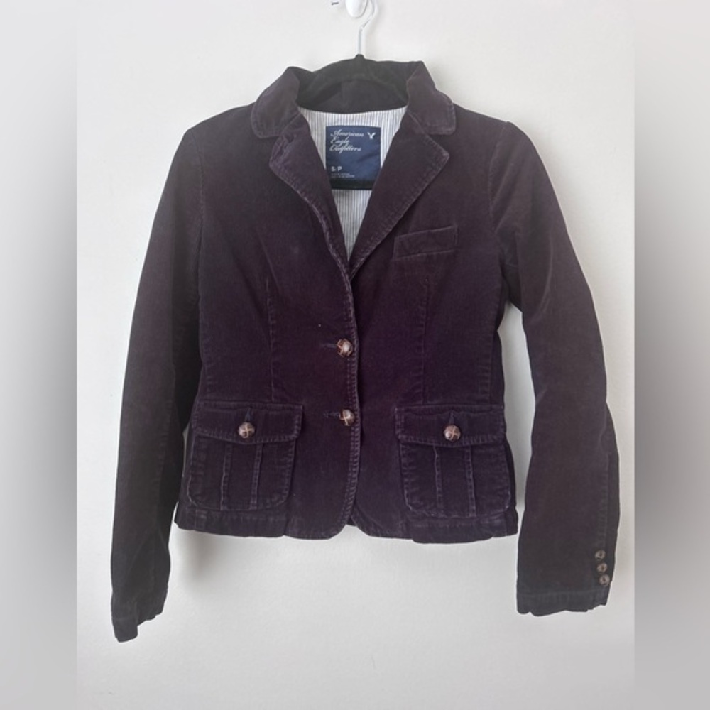 American Eagle Outfitters Dark Purple Corduroy Blazer